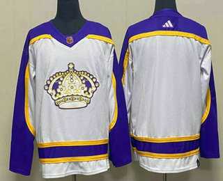 Men%27s Los Angeles Kings Blank White 2022 Reverse Retro Stitched Jersey->minnesota wilds->NHL Jersey